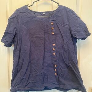 Casual Blue Button-Up Top